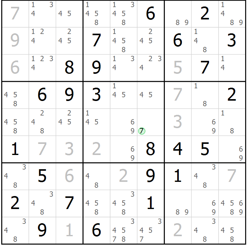 Position des candidats pour la solution de la Gr 60 page 63 du magazine de sudoku Extrême n° 042