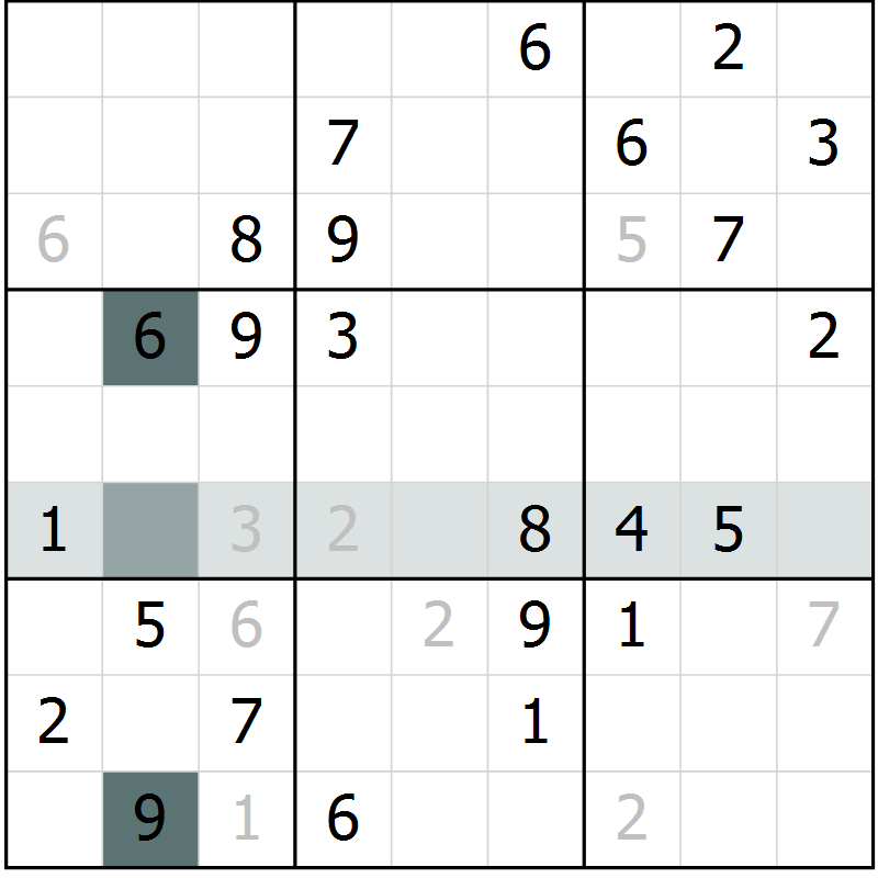 Position des candidats pour la solution de la Gr 60 page 63 du magazine de sudoku Extrême n° 042