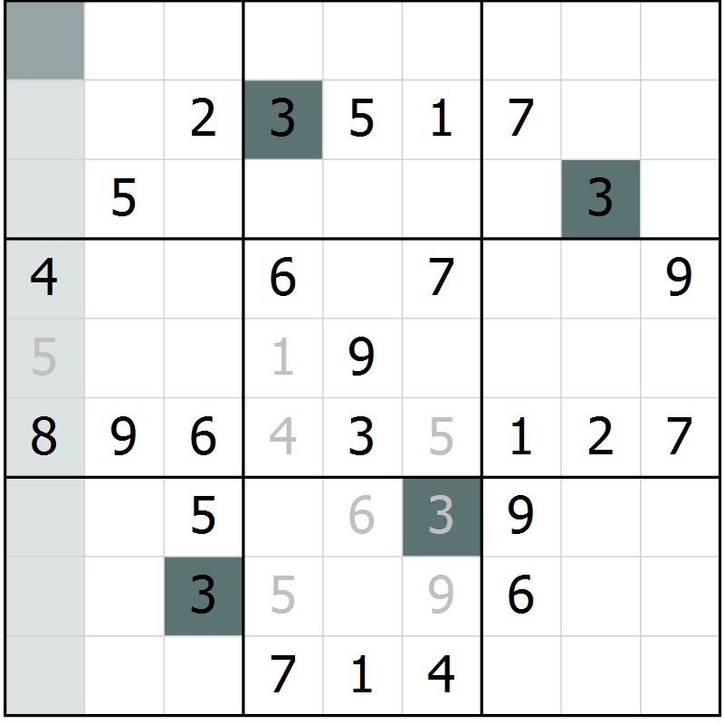 Position des candidats pour la solution de la Gr 61 page 64 du magazine de sudoku Extrême n° 042