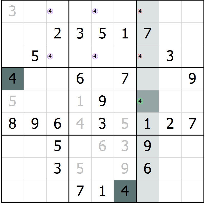 Position des candidats pour la solution de la Gr 61 page 64 du magazine de sudoku Extrême n° 042