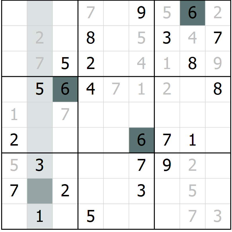 Position des candidats pour la solution de la Gr 62 page 65 du magazine de sudoku Extrême n° 042