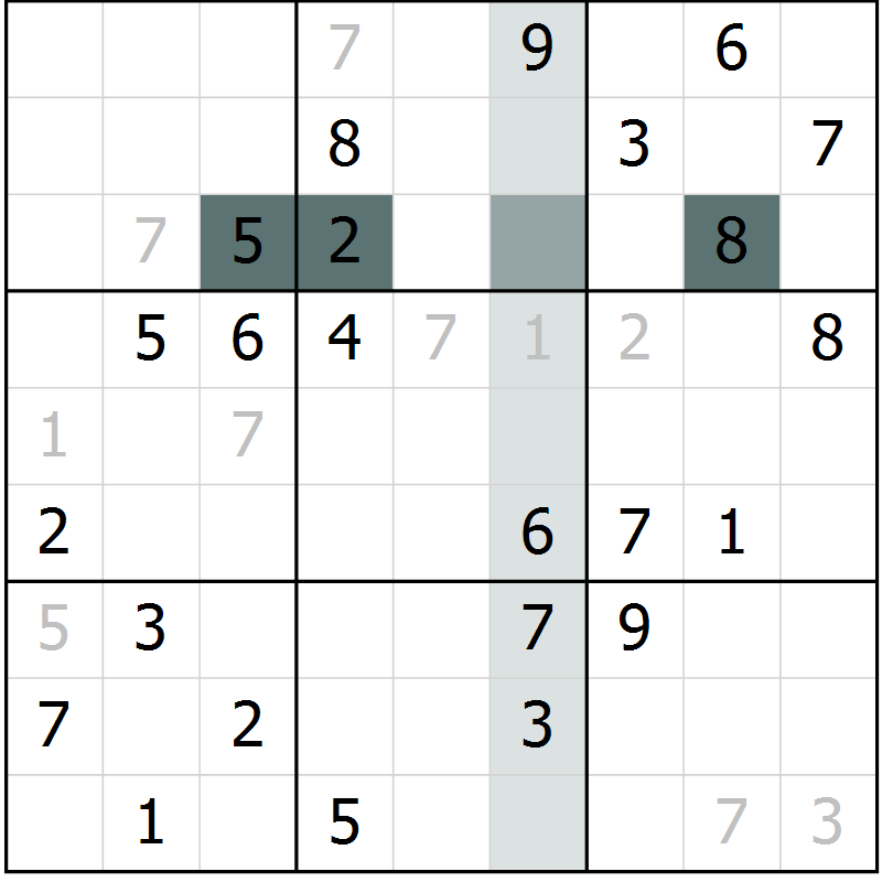 Position des candidats pour la solution de la Gr 62 page 65 du magazine de sudoku Extrême n° 042