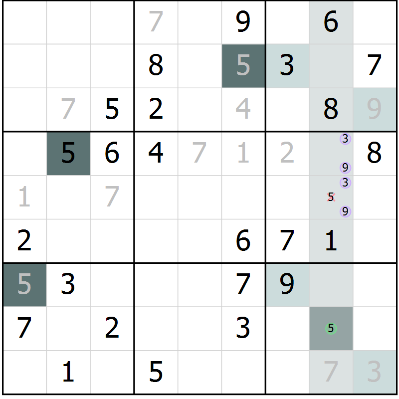 Position des candidats pour la solution de la Gr 62 page 65 du magazine de sudoku Extrême n° 042