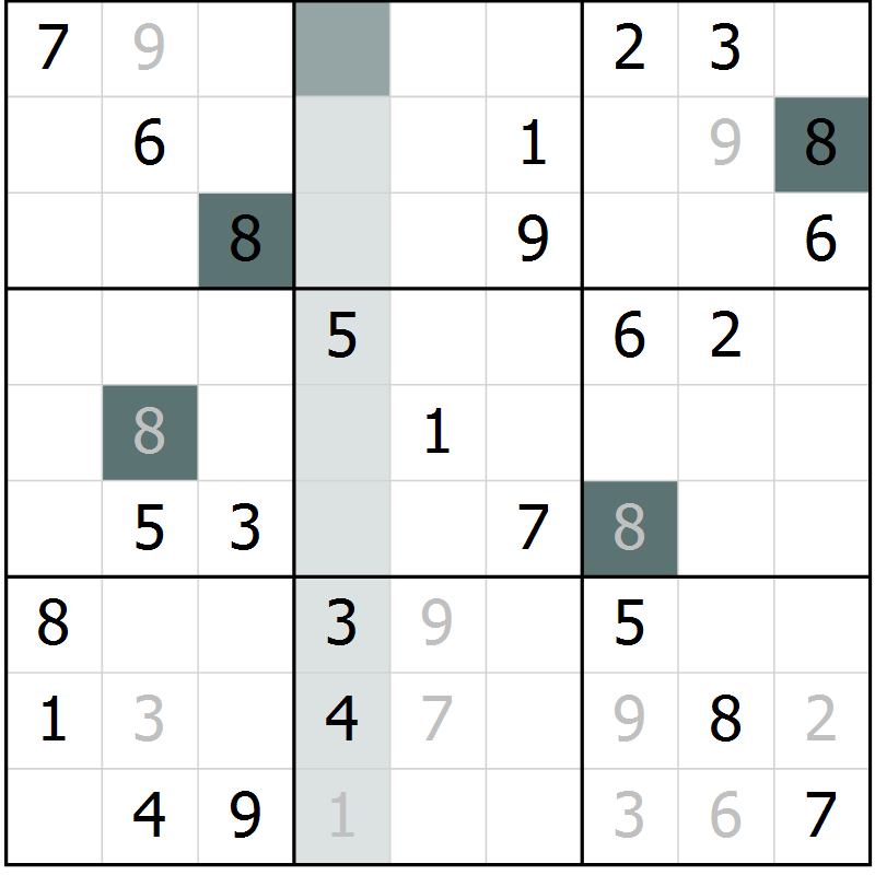 Position des candidats pour la solution de la Gr 64 page 67 du magazine de sudoku Extrême n° 042