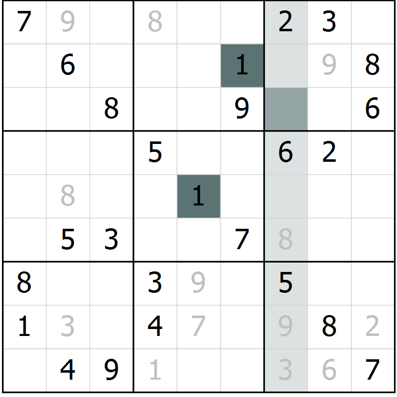 Position des candidats pour la solution de la Gr 64 page 67 du magazine de sudoku Extrême n° 042