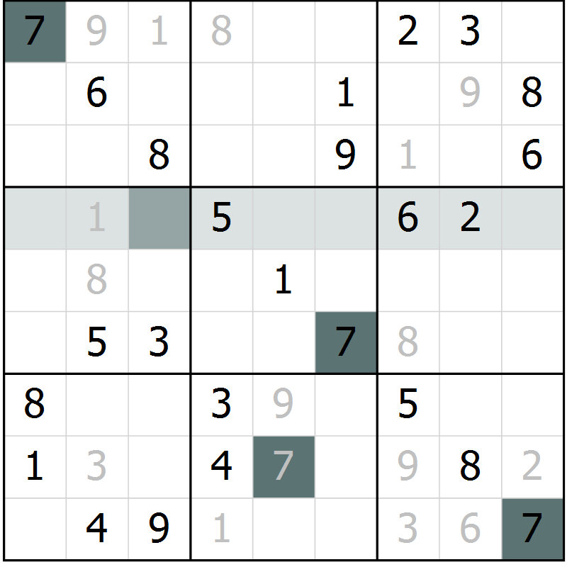 Position des candidats pour la solution de la Gr 64 page 67 du magazine de sudoku Extrême n° 042