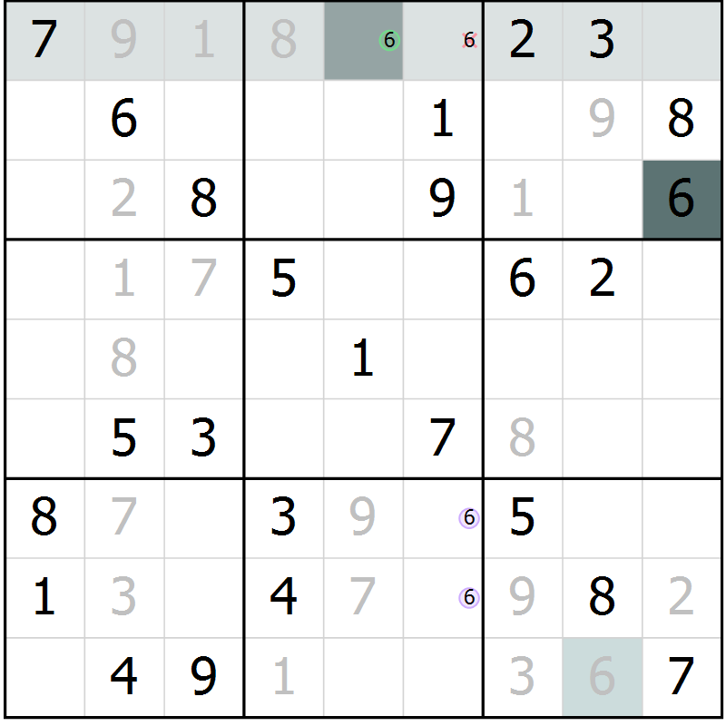 Position des candidats pour la solution de la Gr 64 page 67 du magazine de sudoku Extrême n° 042