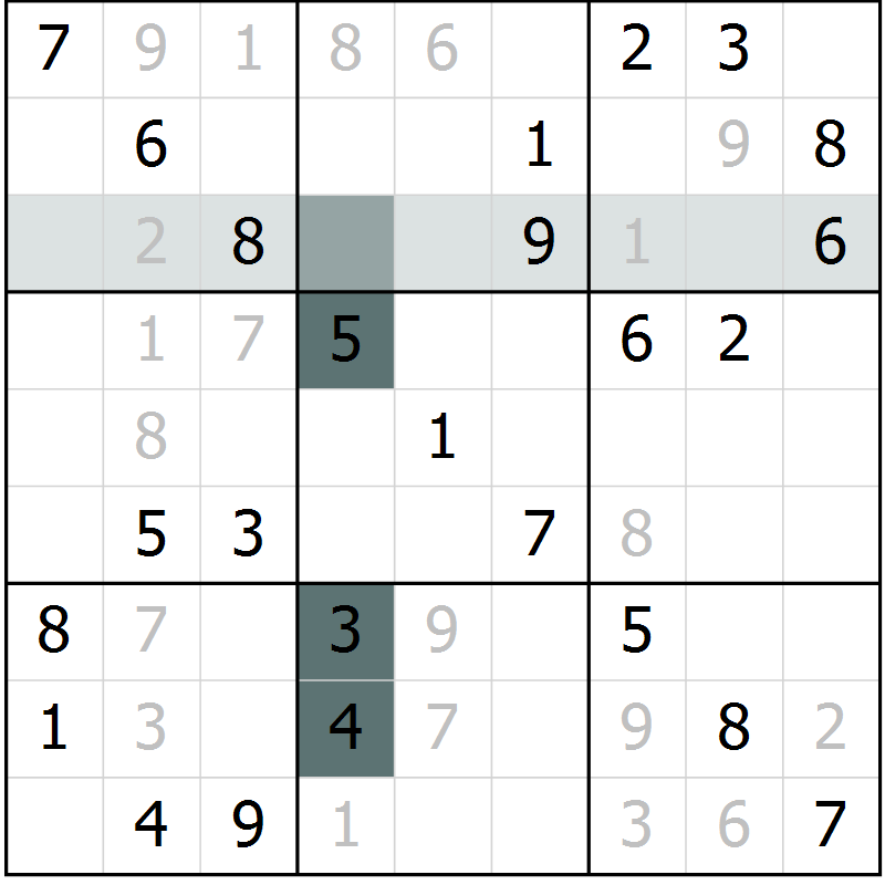 Position des candidats pour la solution de la Gr 64 page 67 du magazine de sudoku Extrême n° 042