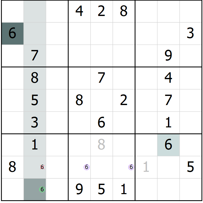 Position des candidats pour la solution de la Gr 65 page 68 du magazine de sudoku Extrême n° 042