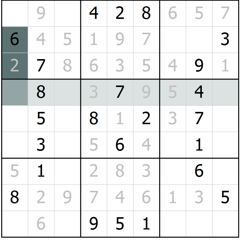 Position des candidats pour la solution de la Gr 65 page 68 du magazine de sudoku Extrême n° 042