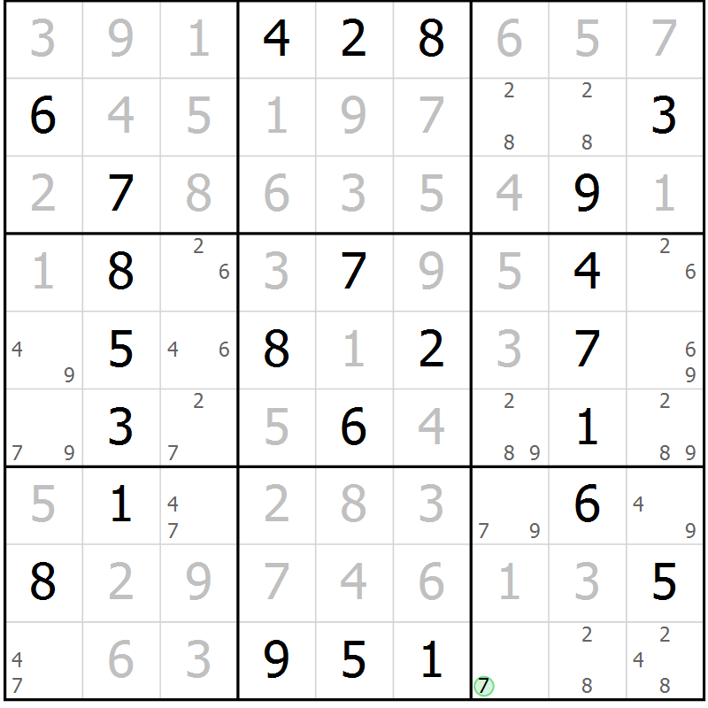 Position des candidats pour la solution de la Gr 65 page 68 du magazine de sudoku Extrême n° 042