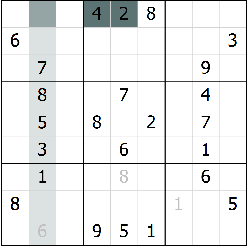 Position des candidats pour la solution de la Gr 65 page 68 du magazine de sudoku Extrême n° 042