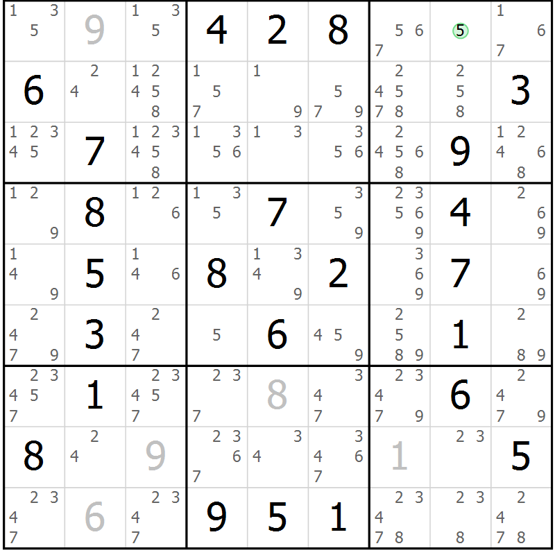 Position des candidats pour la solution de la Gr 65 page 68 du magazine de sudoku Extrême n° 042