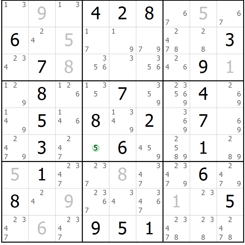 Position des candidats pour la solution de la Gr 65 page 68 du magazine de sudoku Extrême n° 042