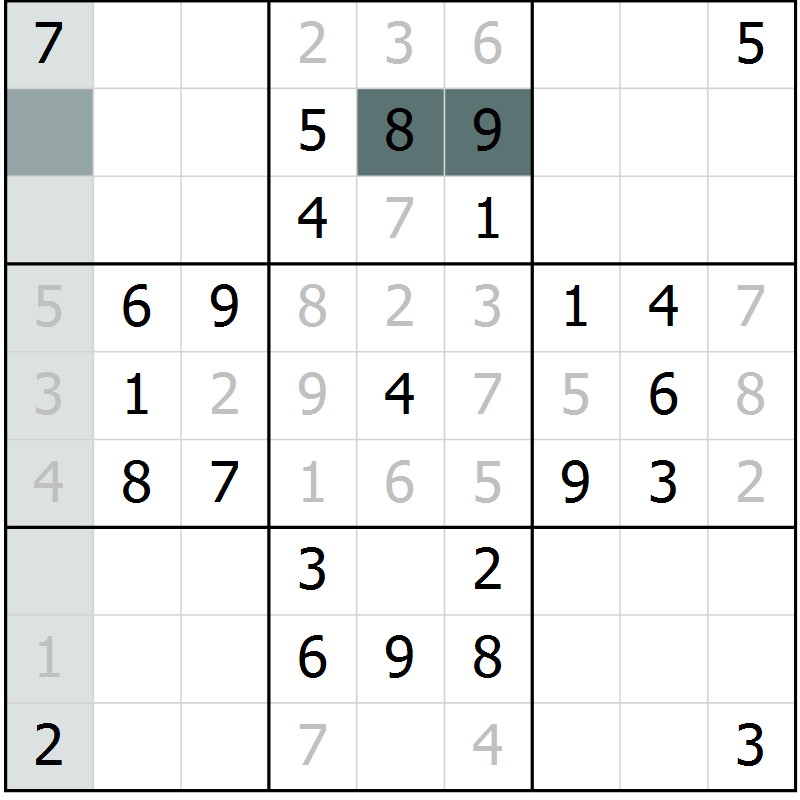 Position des candidats pour la solution de la Gr 66 page 69 du magazine de sudoku Extrême n° 042