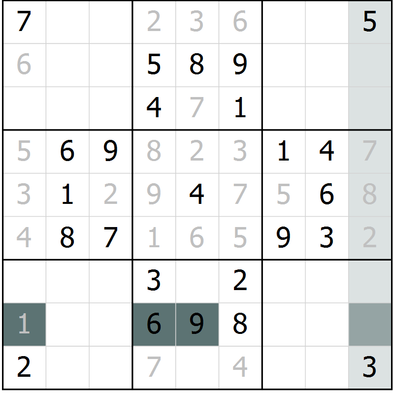Position des candidats pour la solution de la Gr 66 page 69 du magazine de sudoku Extrême n° 042