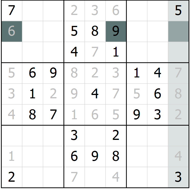 Position des candidats pour la solution de la Gr 66 page 69 du magazine de sudoku Extrême n° 042