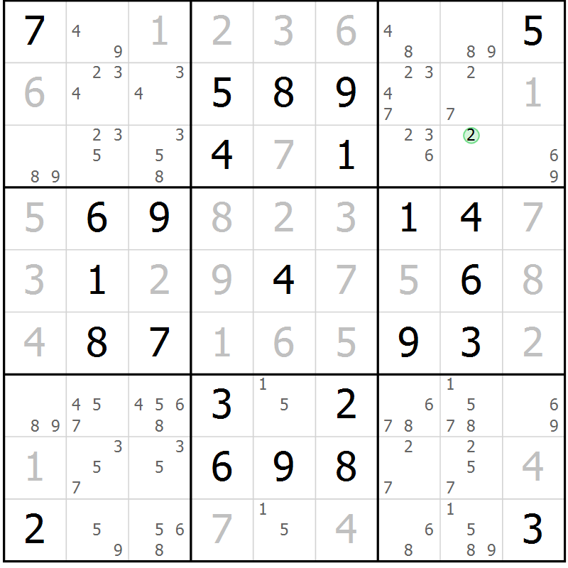 Position des candidats pour la solution de la Gr 66 page 69 du magazine de sudoku Extrême n° 042