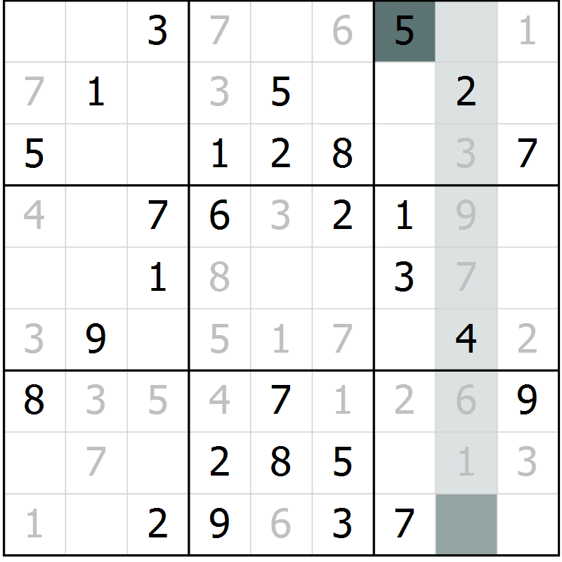 Position des candidats pour la solution de la Gr 67 page 70 du magazine de sudoku Extrême n° 042
