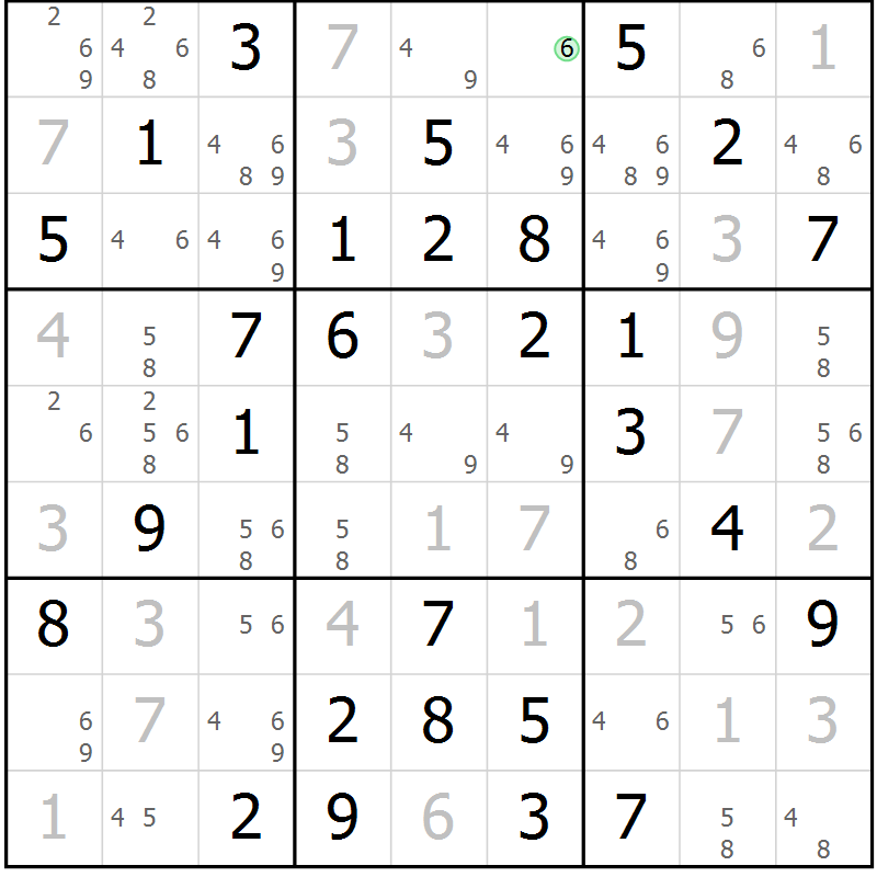 Position des candidats pour la solution de la Gr 67 page 70 du magazine de sudoku Extrême n° 042