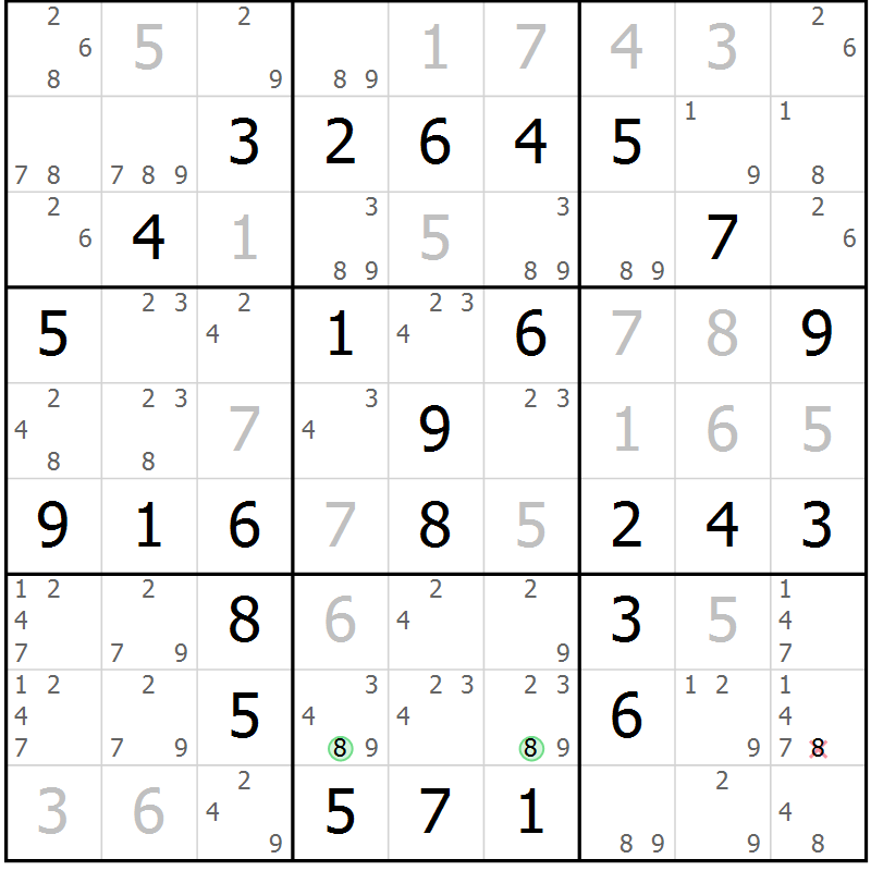 Position des candidats pour la solution de la Gr 68 page 71 du magazine de sudoku Extrême n° 042