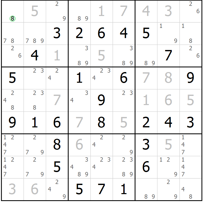 Position des candidats pour la solution de la Gr 68 page 71 du magazine de sudoku Extrême n° 042