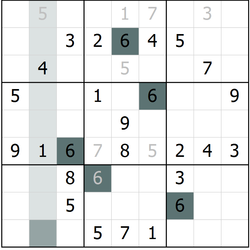 Position des candidats pour la solution de la Gr 68 page 71 du magazine de sudoku Extrême n° 042