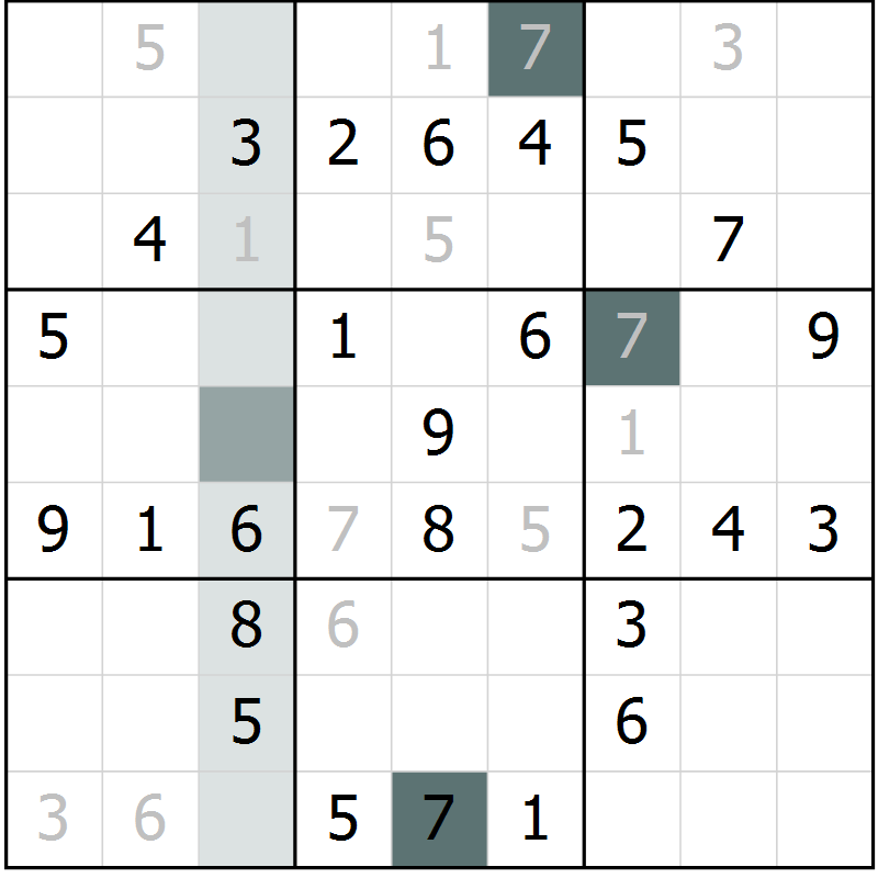 Position des candidats pour la solution de la Gr 68 page 71 du magazine de sudoku Extrême n° 042