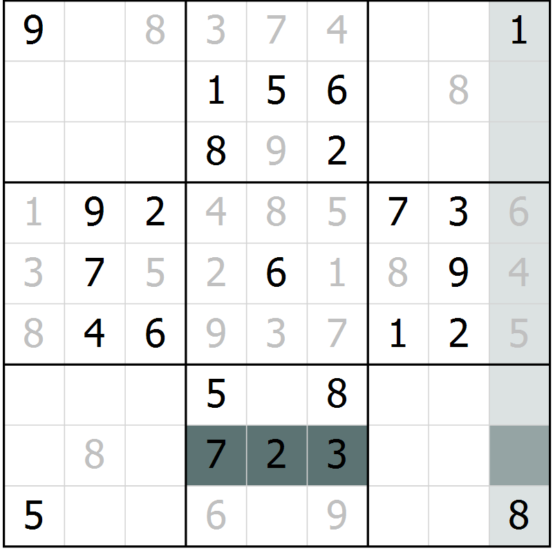 Position des candidats pour la solution de la Gr 69 page 72 du magazine de sudoku Extrême n° 042