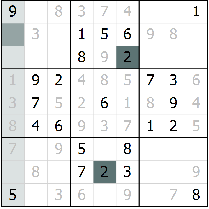 Position des candidats pour la solution de la Gr 69 page 72 du magazine de sudoku Extrême n° 042