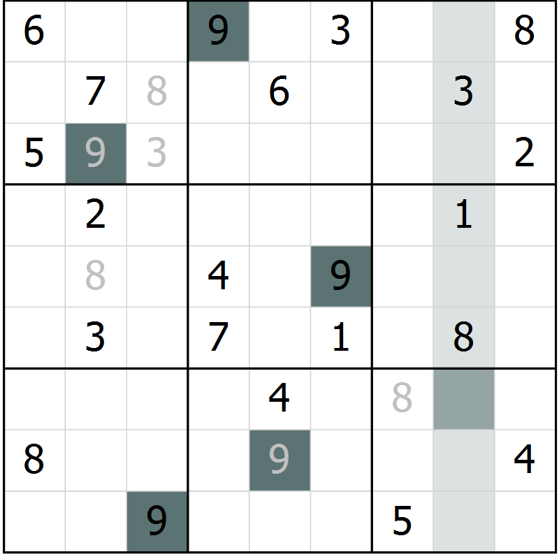 Position des candidats pour la solution de la Gr 7 page 10 du magazine de sudoku Extrême n° 042