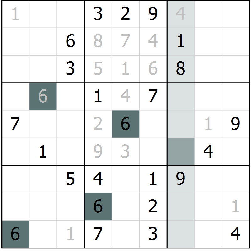 Position des candidats pour la solution de la Gr 70 page 73 du magazine de sudoku Extrême n° 042