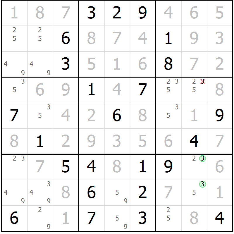 Position des candidats pour la solution de la Gr 70 page 73 du magazine de sudoku Extrême n° 042