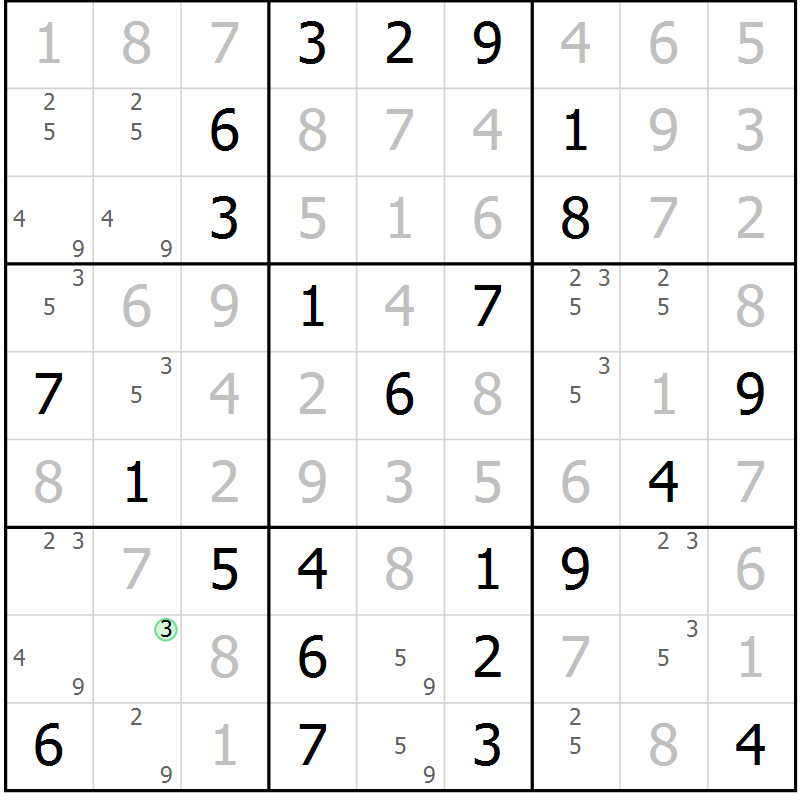Position des candidats pour la solution de la Gr 70 page 73 du magazine de sudoku Extrême n° 042