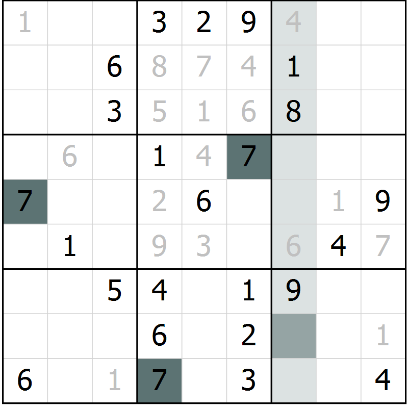 Position des candidats pour la solution de la Gr 70 page 73 du magazine de sudoku Extrême n° 042