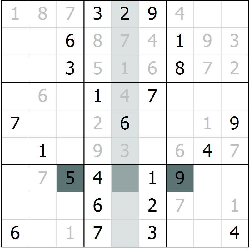Position des candidats pour la solution de la Gr 70 page 73 du magazine de sudoku Extrême n° 042
