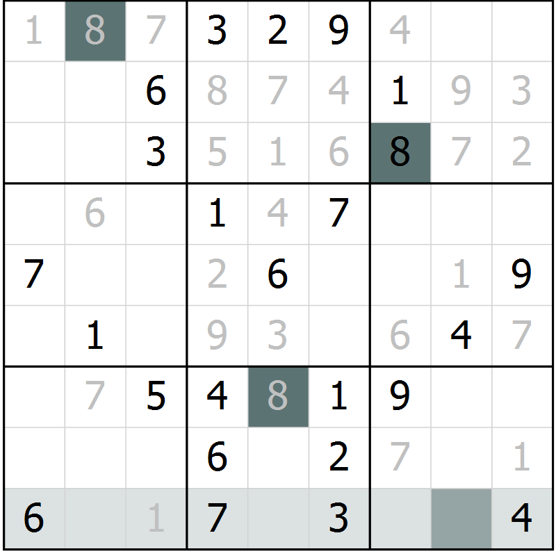 Position des candidats pour la solution de la Gr 70 page 73 du magazine de sudoku Extrême n° 042