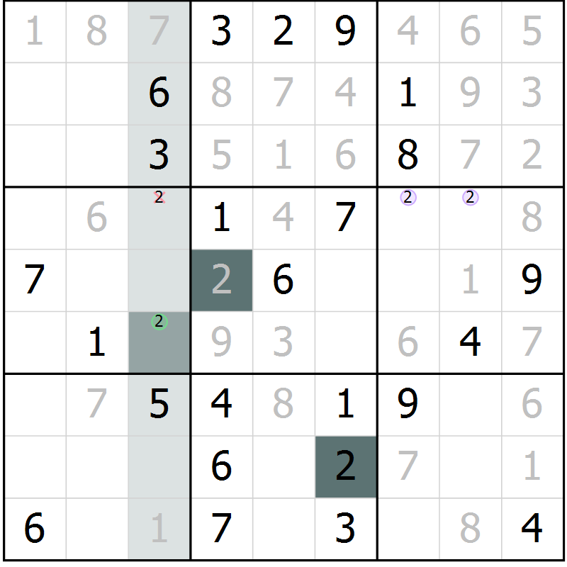 Position des candidats pour la solution de la Gr 70 page 73 du magazine de sudoku Extrême n° 042