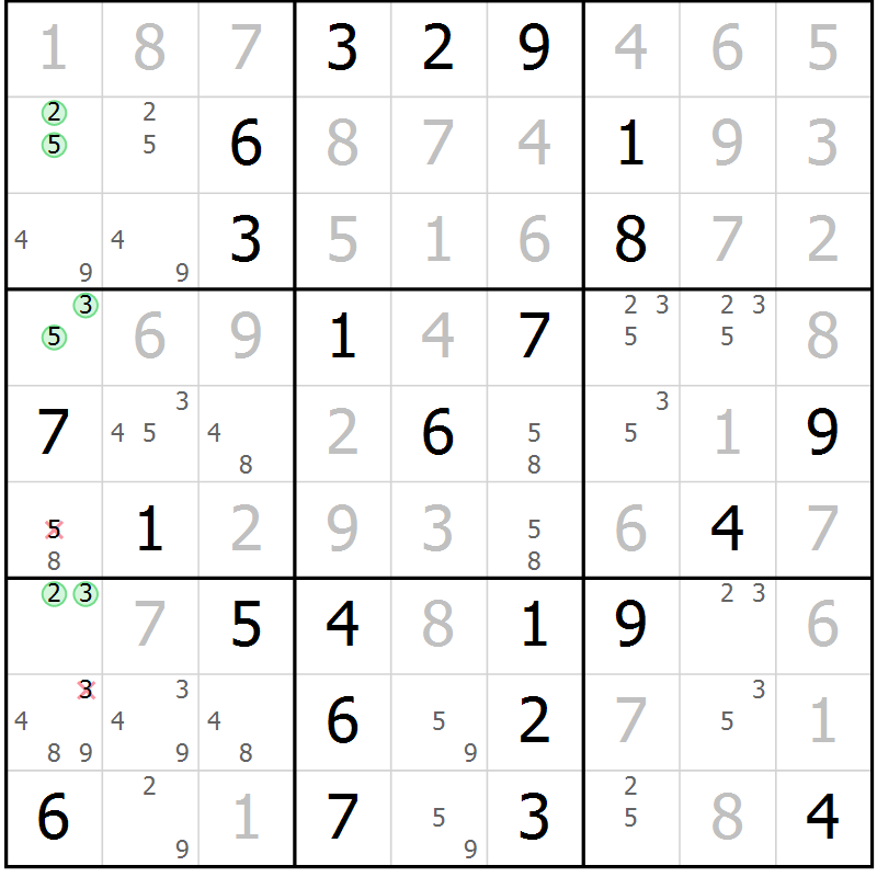 Position des candidats pour la solution de la Gr 70 page 73 du magazine de sudoku Extrême n° 042