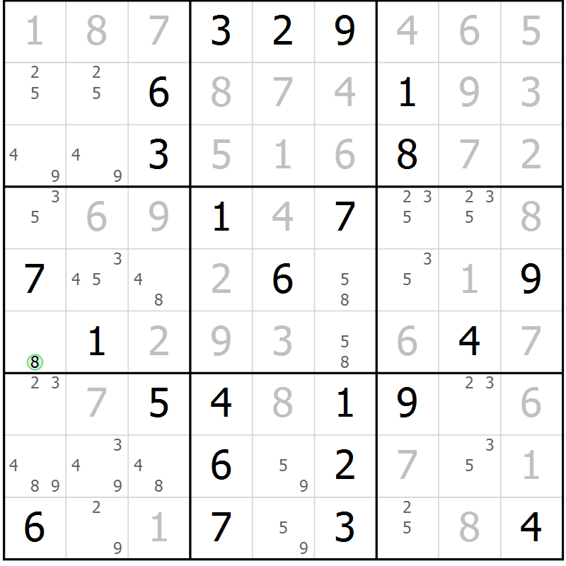 Position des candidats pour la solution de la Gr 70 page 73 du magazine de sudoku Extrême n° 042
