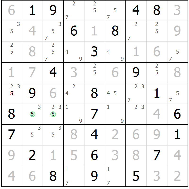 Position des candidats pour la solution de la Gr 71 page 74 du magazine de sudoku Extrême n° 042
