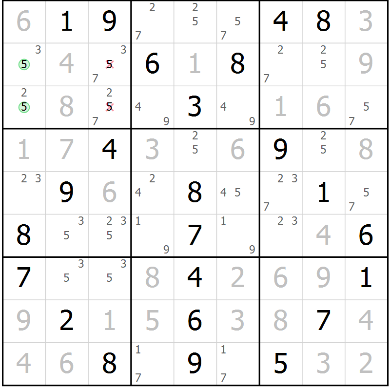Position des candidats pour la solution de la Gr 71 page 74 du magazine de sudoku Extrême n° 042