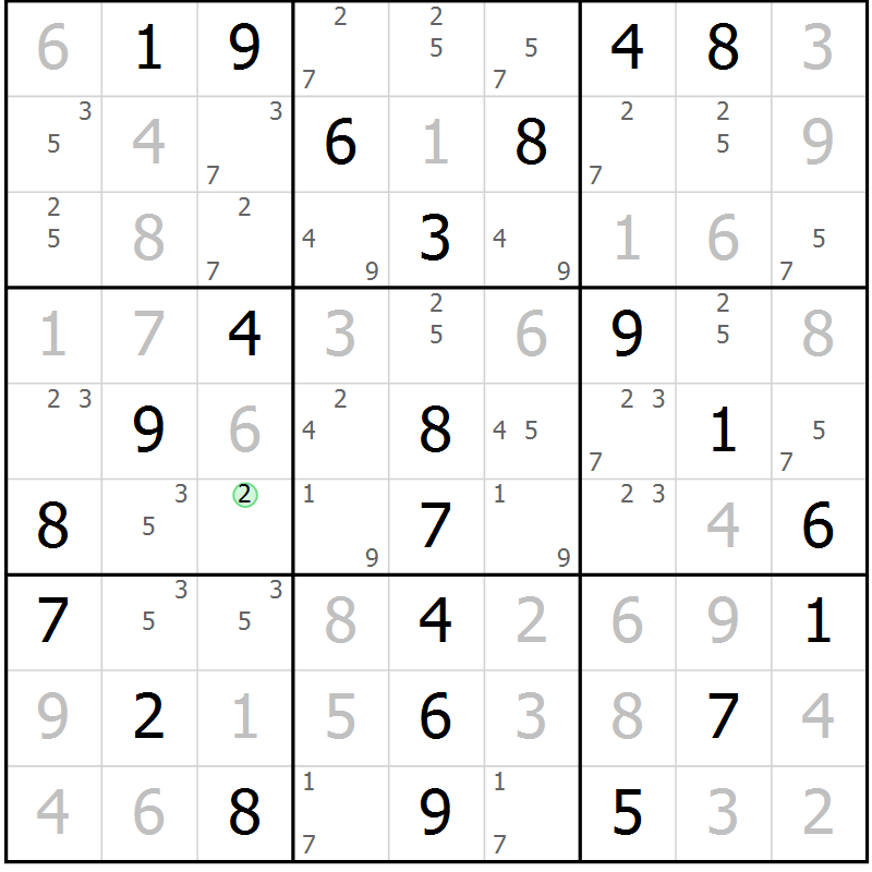 Position des candidats pour la solution de la Gr 71 page 74 du magazine de sudoku Extrême n° 042