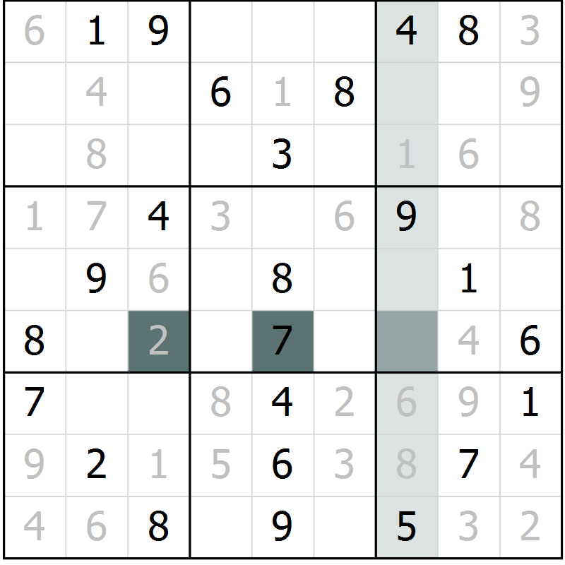 Position des candidats pour la solution de la Gr 71 page 74 du magazine de sudoku Extrême n° 042