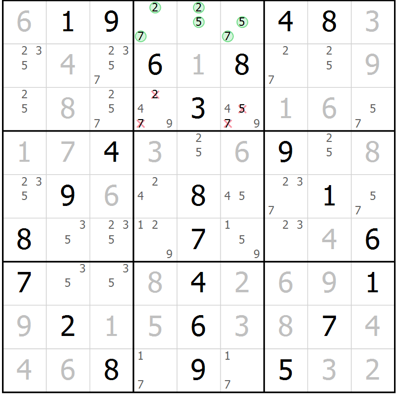 Position des candidats pour la solution de la Gr 71 page 74 du magazine de sudoku Extrême n° 042