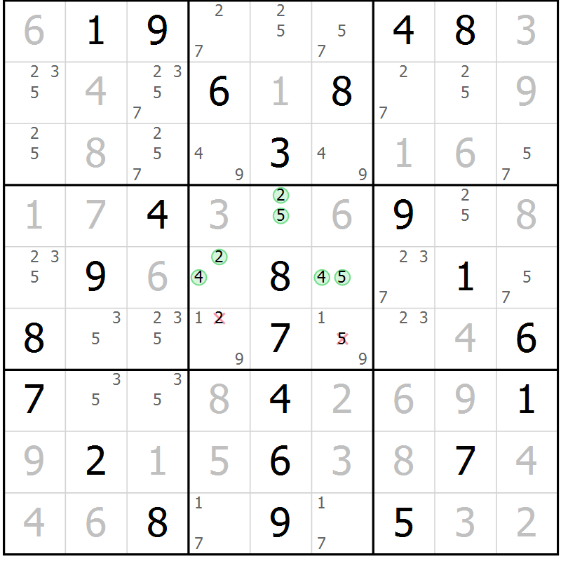 Position des candidats pour la solution de la Gr 71 page 74 du magazine de sudoku Extrême n° 042