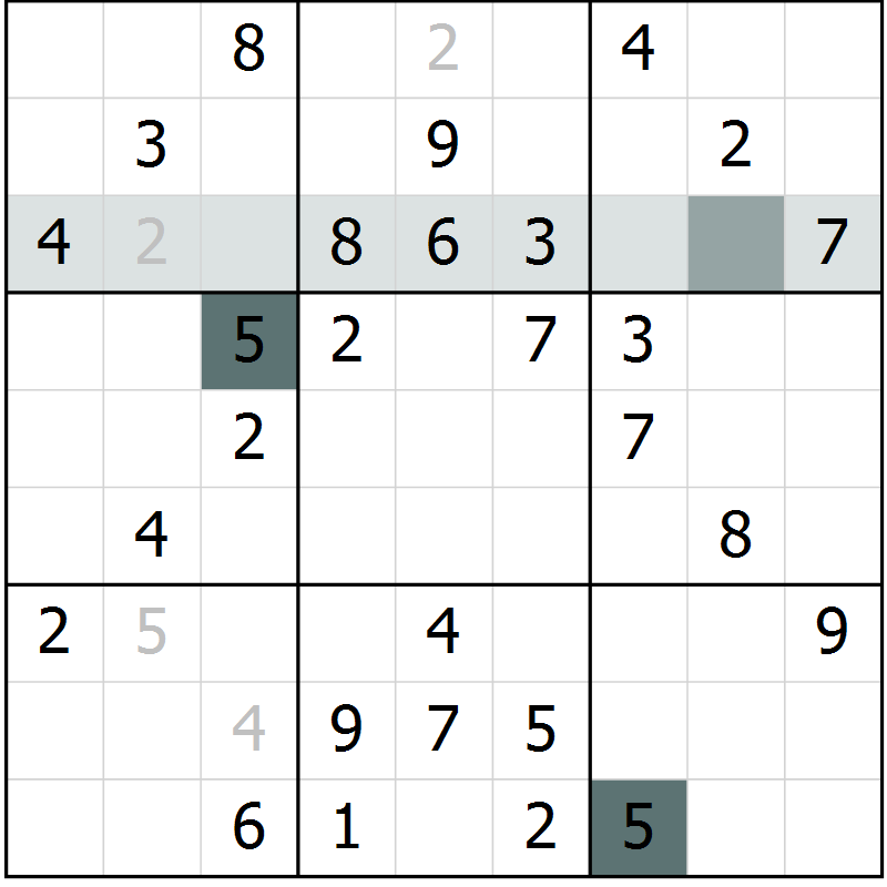 Position des candidats pour la solution de la Gr 73 page 76 du magazine de sudoku Extrême n° 042