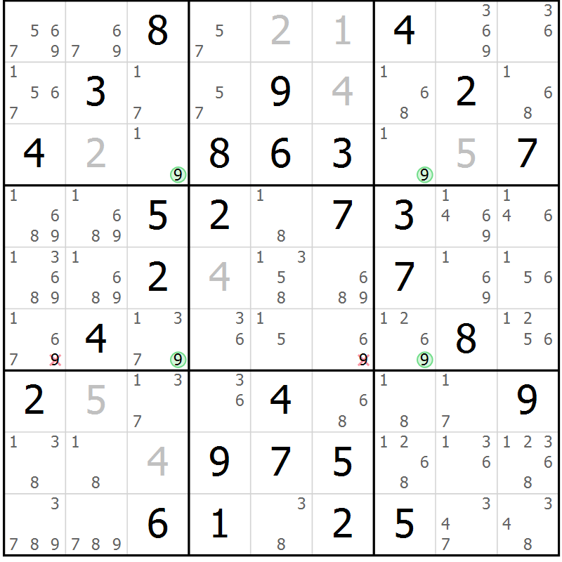 Position des candidats pour la solution de la Gr 73 page 76 du magazine de sudoku Extrême n° 042