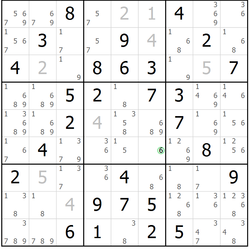 Position des candidats pour la solution de la Gr 73 page 76 du magazine de sudoku Extrême n° 042