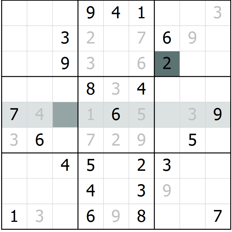 Position des candidats pour la solution de la Gr 75 page 78 du magazine de sudoku Extrême n° 042
